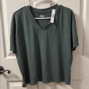 PINK Victoria's Secret Teal V-Neck Tee